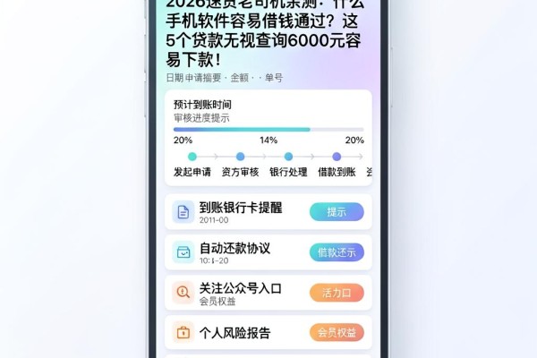 2026速贷老司机亲测：什么手机软件容易借钱通过？这5个贷款无视查询6000元容易下款！