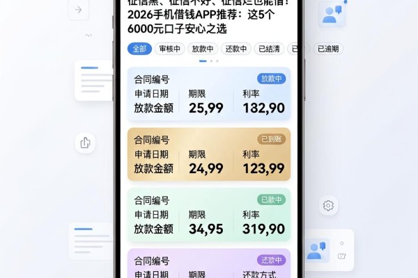 征信黑、征信不好、征信烂也能借!2026手机借钱APP推荐:这5个6000元口子安心之选