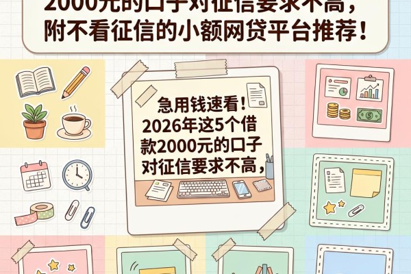 急用钱速看!2026年这5个借款2000元的口子对征信要求不高,附不看征信的小额网贷平台推荐