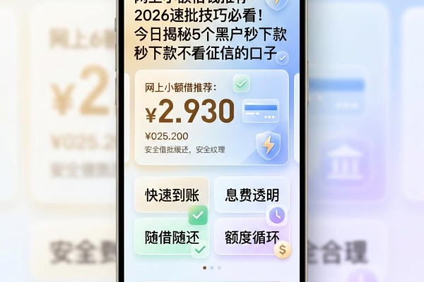 网上小额借钱推荐:2026速批技巧必看!今日揭秘5个黑户秒下款不看征信的口子