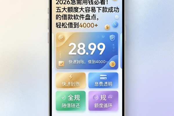 2026急需用钱必看！五大额度大容易下款成功的借款软件盘点，轻松借到4000+