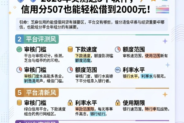 芝麻信用分507能借的网贷有哪些?2026年实测这5个软件,信用分507也能轻松借到2000元!