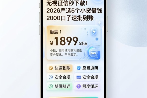 无视征信秒下款！2026严选5个小贷借钱2000口子速批到账