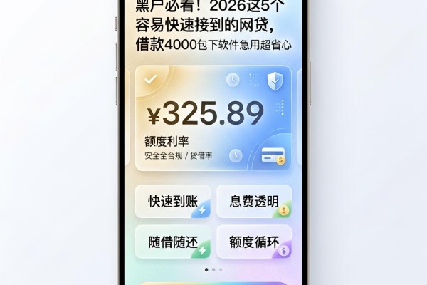 黑户必看!2026这5个容易快速接到的网贷,借款4000包下软件急用超省心