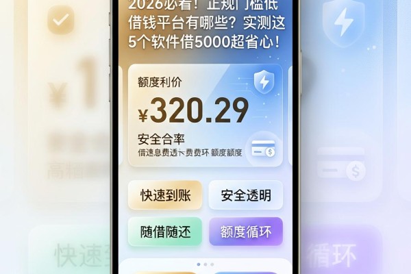 2026必看！正规门槛低借钱平台有哪些？实测这5个软件借5000超省心
