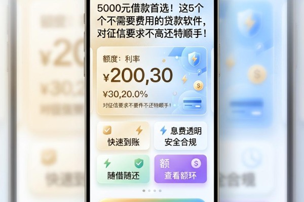 5000元借款首选!这5个不需要费用的贷款软件,对征信要求不高还特顺手