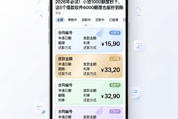 2026年必试!小贷1000额度秒下,这5个借款软件6000额度也能秒到账