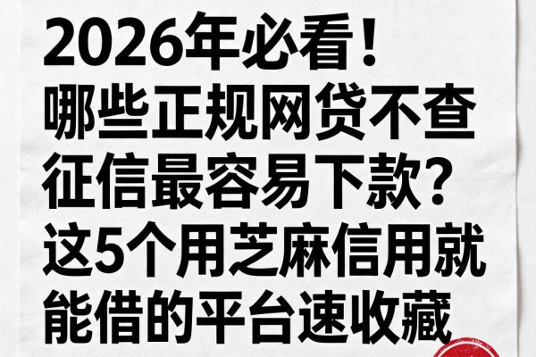 2026年必看！哪些正规网贷不查征信最容易下款？这5个用芝麻信用就能借的平台速收藏