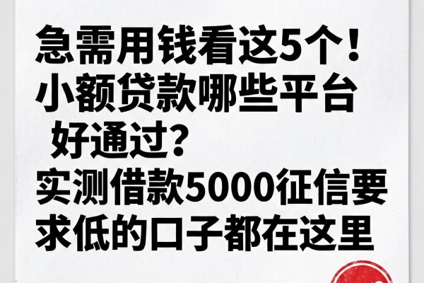 急需用钱看这5个!小额贷款哪些平台好通过?实测借款5000征信要求低的口子都在这里