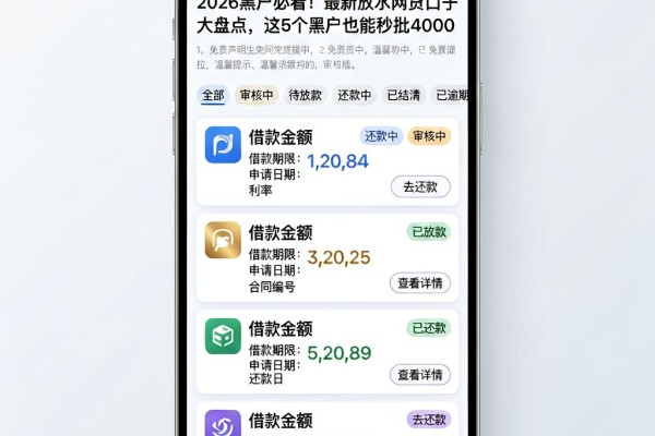 2026黑户必看!最新放水网贷口子大盘点,这5个黑户也能秒批4000