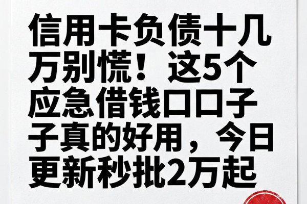 信用卡负债十几万别慌!这5个应急借钱口子真的好用,今日更新秒批2万起