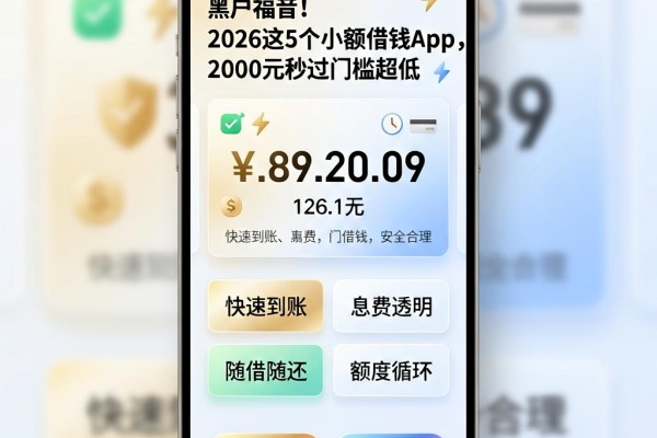 黑户福音！2026这5个小额借钱App，2000元秒过门槛超低