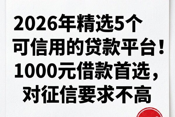 2026年精选5个可信用的贷款平台！1000元借款首选，对征信要求不高