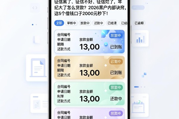征信黑了、征信不好、征信烂了,年纪大了怎么贷款?2026黑户内部诀窍,这5个借钱口子2000元秒下!