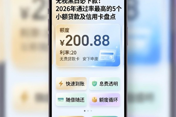 无视黑白必下款！2026年通过率最高的5个小额贷款及信用卡盘点