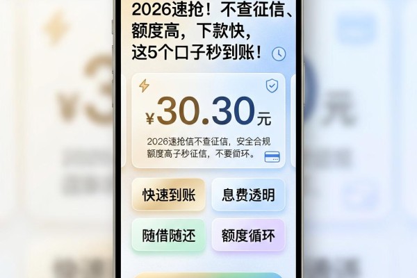 2026速抢!不查征信、额度高、下款快,这5个口子秒到账!