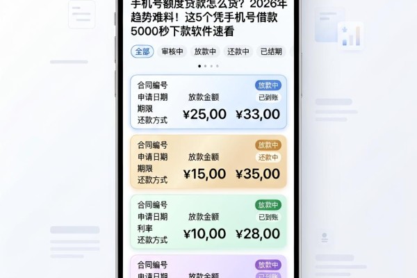手机号额度贷款怎么贷?2026年趋势难料!这5个凭手机号借款5000秒下款软件速看