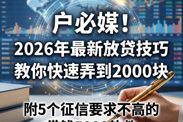 黑户必看!2026年最新放贷技巧,教你快速弄到2000块,附5个征信要求不高的借钱5000软件