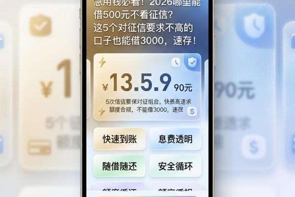 急用钱必看!2026哪里能借500元不看征信?这5个对征信要求不高的口子也能借3000,速存!