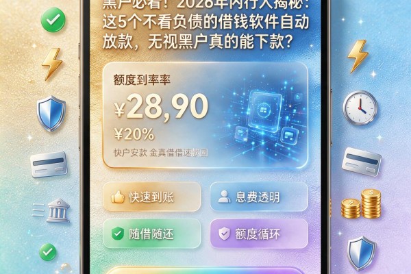 黑户必看!2026年内行人揭秘:这5个不看负债的借钱软件自动放款,无视黑户真的能下款?