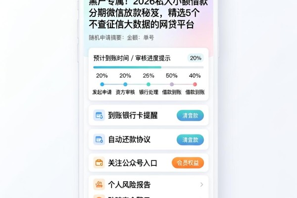 黑户专属！2026私人小额借款分期微信放款秘笈，精选5个不查征信大数据的网贷平台