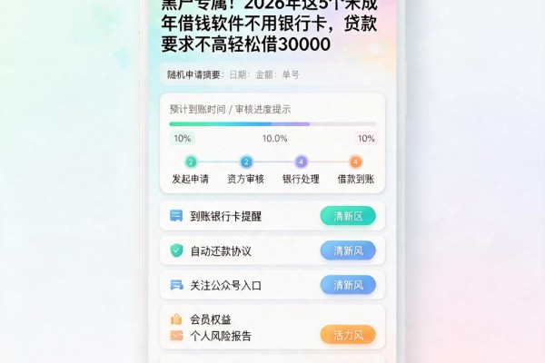黑户专属！2026年这5个未成年借钱软件不用银行卡，贷款要求不高轻松借30000