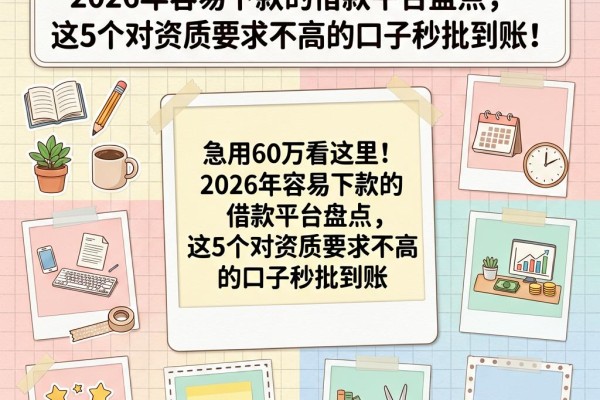 急用60万看这里！2026年容易下款的借款平台盘点，这5个对资质要求不高的口子秒批到账