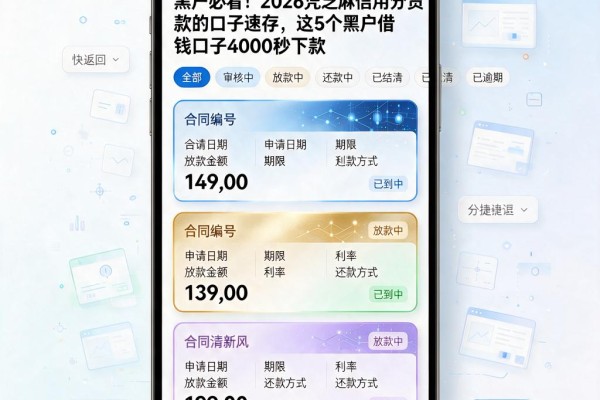 黑户必看！2026凭芝麻信用分贷款的口子速存，这5个黑户借钱口子4000秒下款