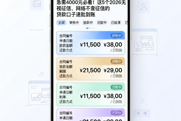 急需4000元必看！这5个2026无视征信、网络不查征信的贷款口子速批到账