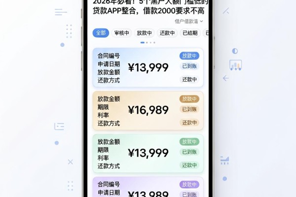 2026年必看！5个黑户大额门槛低的贷款APP整合，借款2000要求不高
