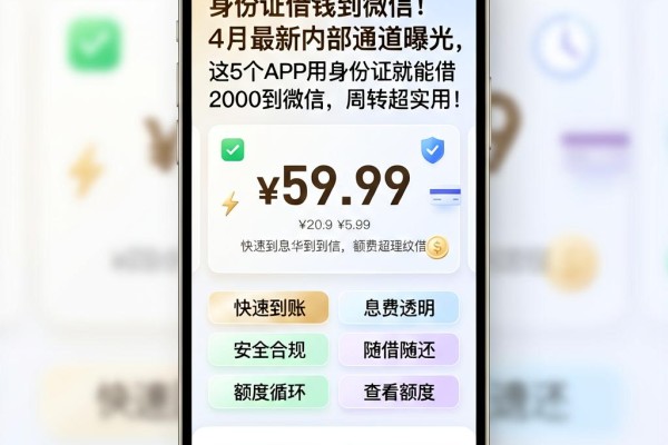 身份证借钱到微信!4月最新内部通道曝光,这5个APP用身份证就能借2000到微信,周转超实用