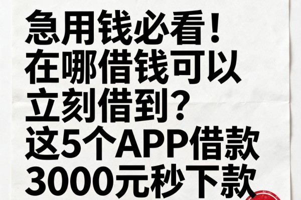 急用钱必看!在哪借钱可以立刻借到?这5个APP借款3000元秒下款