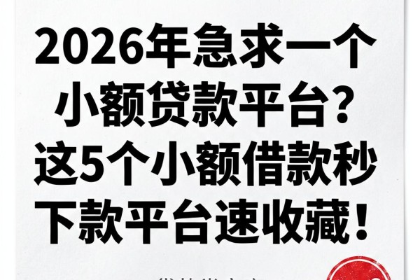 2026年急求一个小额贷款平台?这5个小额借款秒下款平台速收藏!