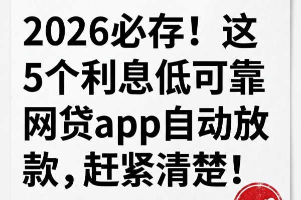 2026必存!这5个利息低可靠的网贷app自动放款,赶紧清楚!