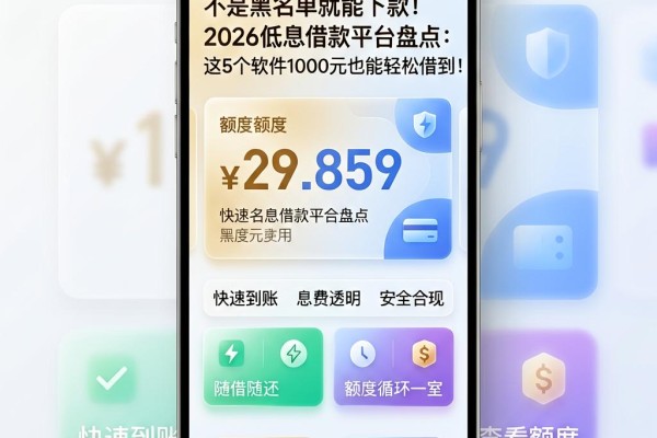 不是黑名单就能下款!2026低息借款平台盘点:这5个软件1000元也能轻松借到