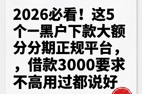 2026必看！这5个黑户下款大额分期正规平台，借款3000要求不高用过都说好