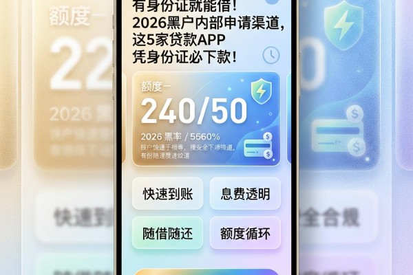 有身份证就能借!2026黑户内部申请渠道,这5家贷款APP凭身份证必下款