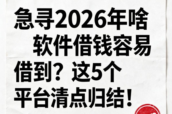 急寻2026年啥软件借钱容易借到？这5个平台清点归结！