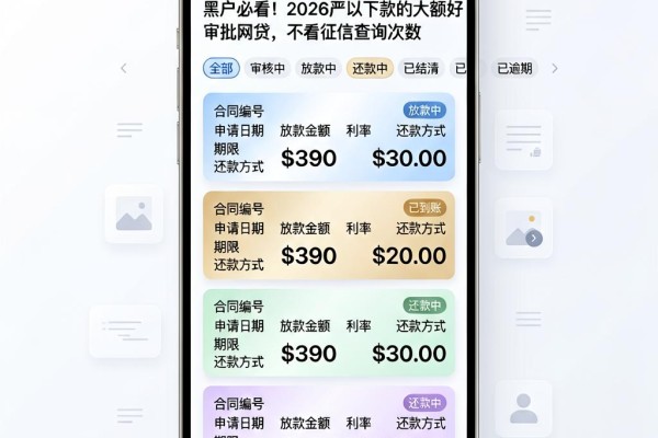 黑户必看!2026严筛下款的大额好审批网贷,不看征信查询次数