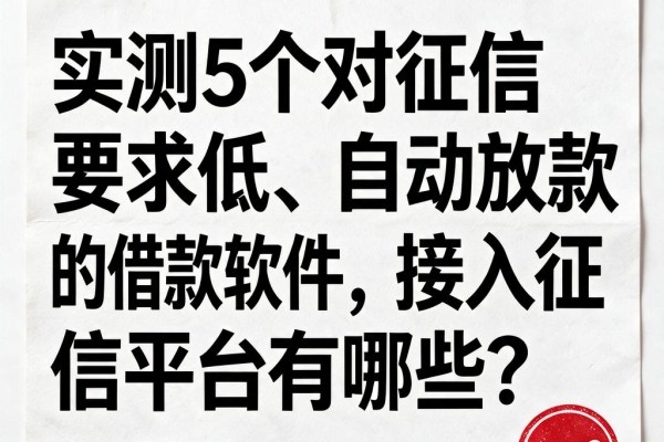 实测5个对征信要求低、自动放款的借款软件，接入征信的平台有哪些？