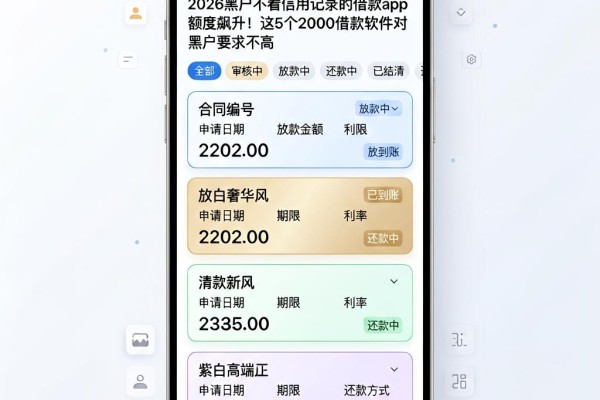 2026黑户不看信用记录的借款app额度飙升!这5个2000借款软件对黑户要求不高