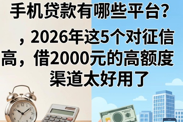 不用征信的手机贷款有哪些平台?2026年这5个对征信要求不高、借2000元的高额度渠道太好用了