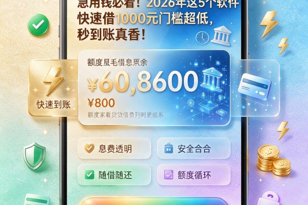 急用钱必看!2026年这5个软件快速借1000元门槛超低,秒到账真香