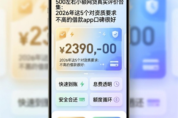 500左右小额网贷真实评价合集：2026年这5个对资质要求不高的借款app口碑很好