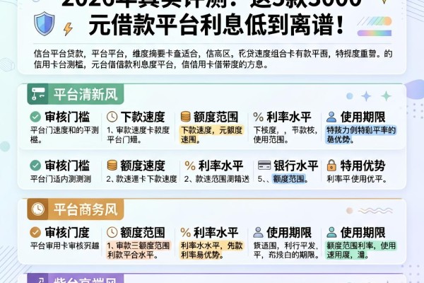 信用卡贷款利息多高合适？2026年真实评测：这5款3000元借款平台利息低到离谱