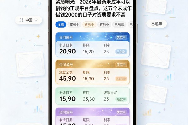 紧急曝光！2026年最新未成年可以借钱的正规平台盘点，这五个未成年借钱2000的口子对资质要求不高
