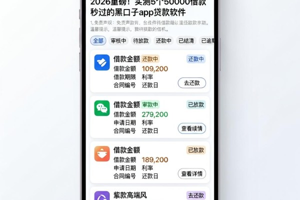 2026重磅！实测5个50000借款秒过的黑口子app贷款软件
