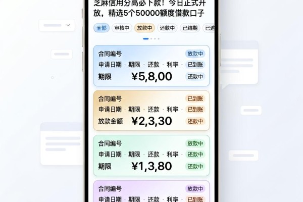 芝麻信用分高必下款！今日正式开放，精选5个50000额度借款口子