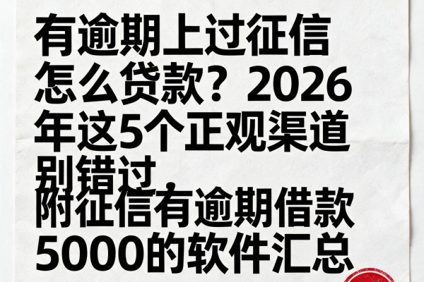 有逾期上过征信怎么贷款？2026年这5个正规渠道别错过，附征信有逾期借款5000的软件汇总