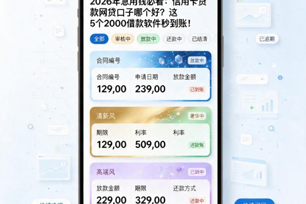 2026年急用钱必看:信用卡贷款网贷口子哪个好?这5个2000借款软件秒到账!